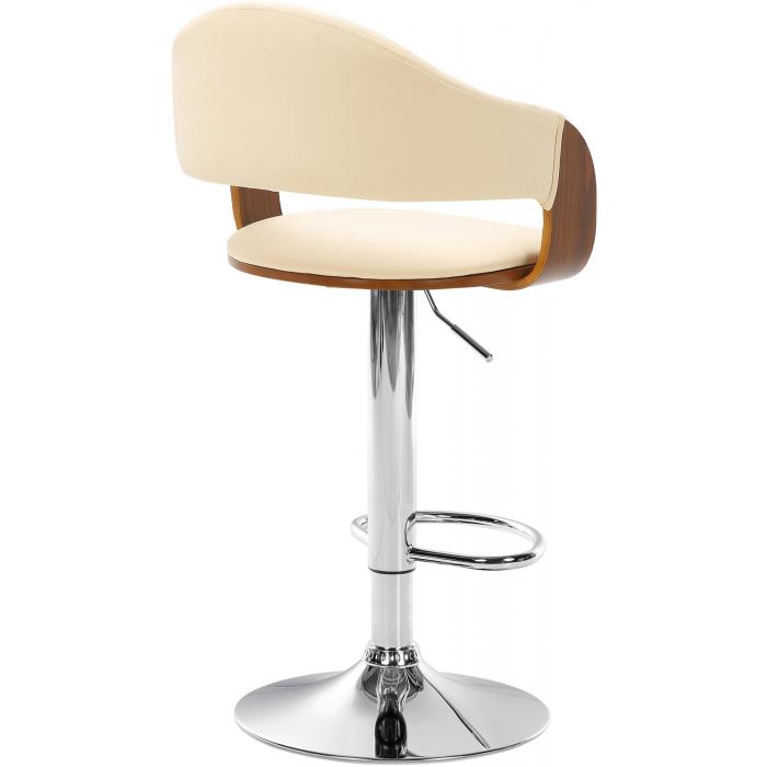 Barhocker HLO-CP283 Kunstleder chrom ~ walnuss/creme