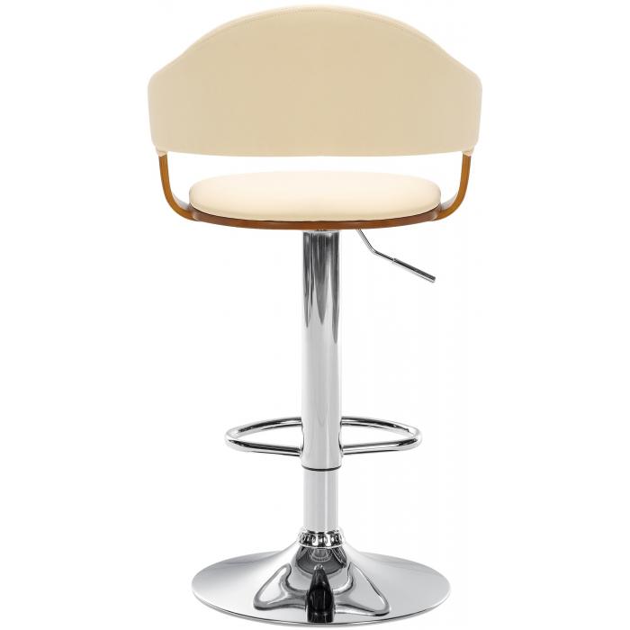 Barhocker HLO-CP283 Kunstleder chrom ~ walnuss/creme