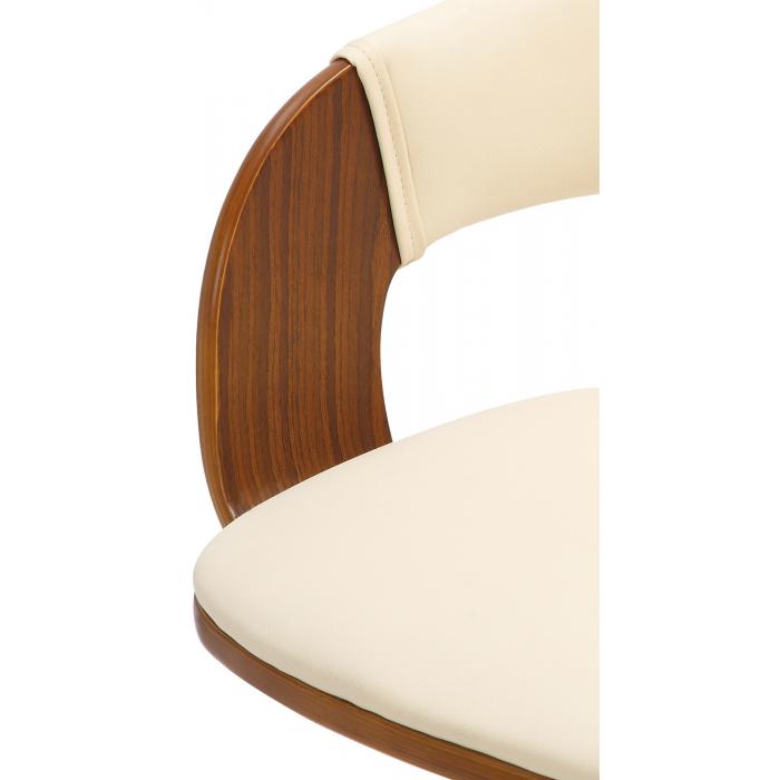Barhocker HLO-CP283 Kunstleder chrom ~ walnuss/creme