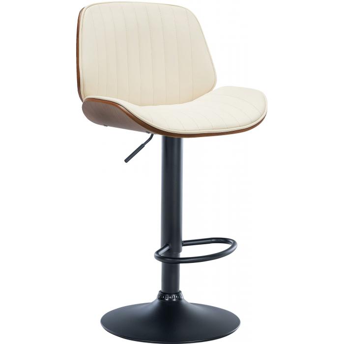 Barhocker HLO-CP285 Kunstleder schwarz ~ walnuss/creme