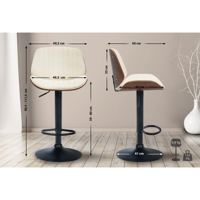 Barhocker HLO-CP285 Kunstleder schwarz ~ walnuss/creme