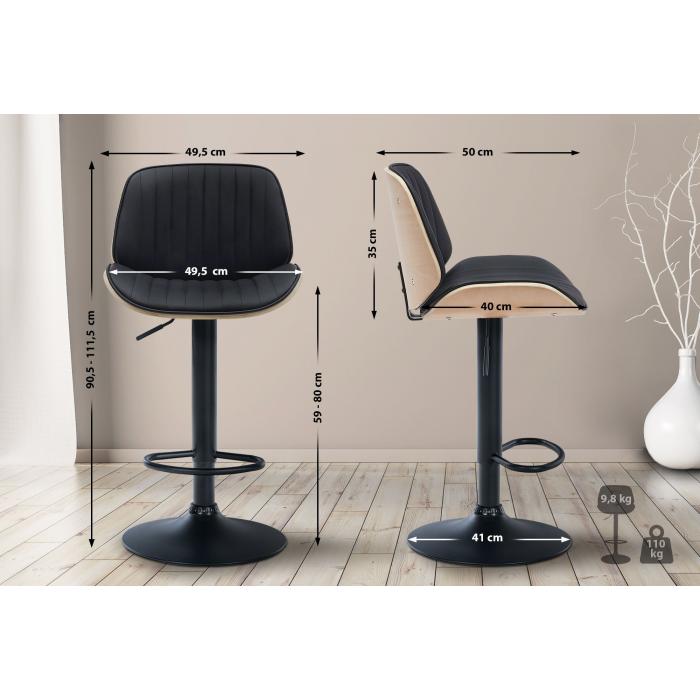 Barhocker HLO-CP285 Kunstleder schwarz ~ natura/schwarz