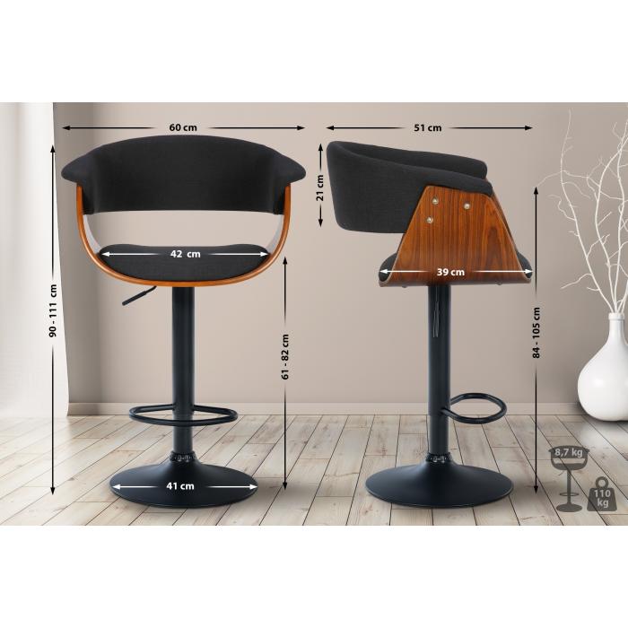 Barhocker HLO-CP301 Stoff ~ walnuss/schwarz