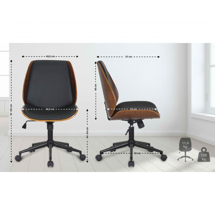 Brostuhl HLO-CP162 schwarz ~ walnuss/schwarz