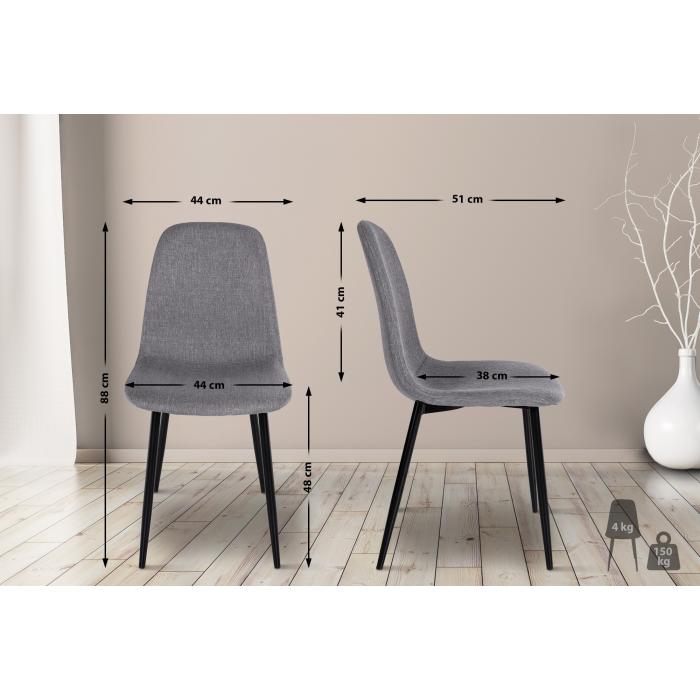 Esszimmerstuhl HLO-CP72 Stoff ~ grau