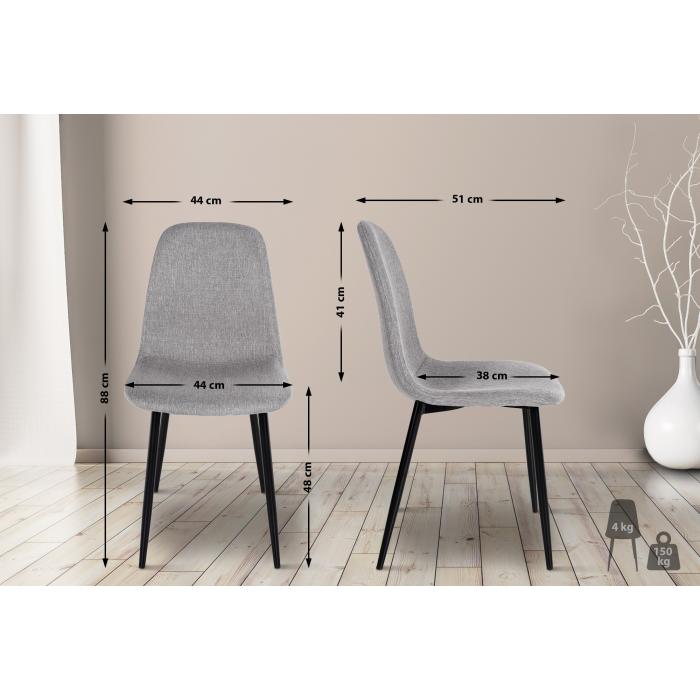 Esszimmerstuhl HLO-CP72 Stoff ~ hellgrau