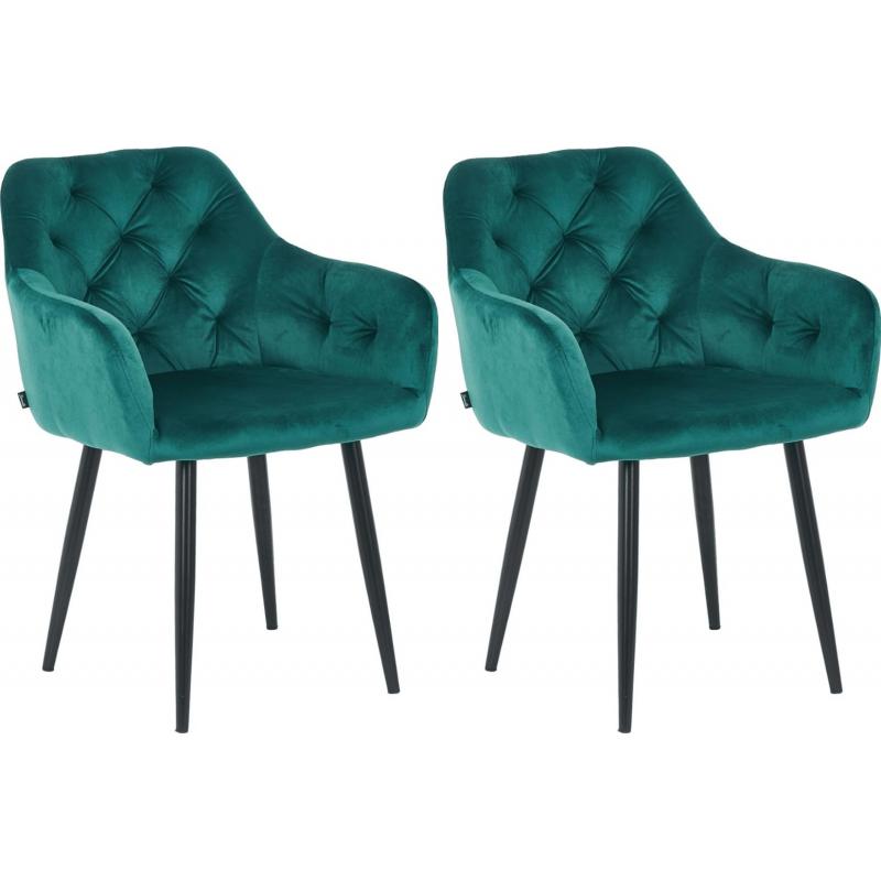 2er Set Esszimmersthle HLO-CP18 Samt ~ dunkelgrn