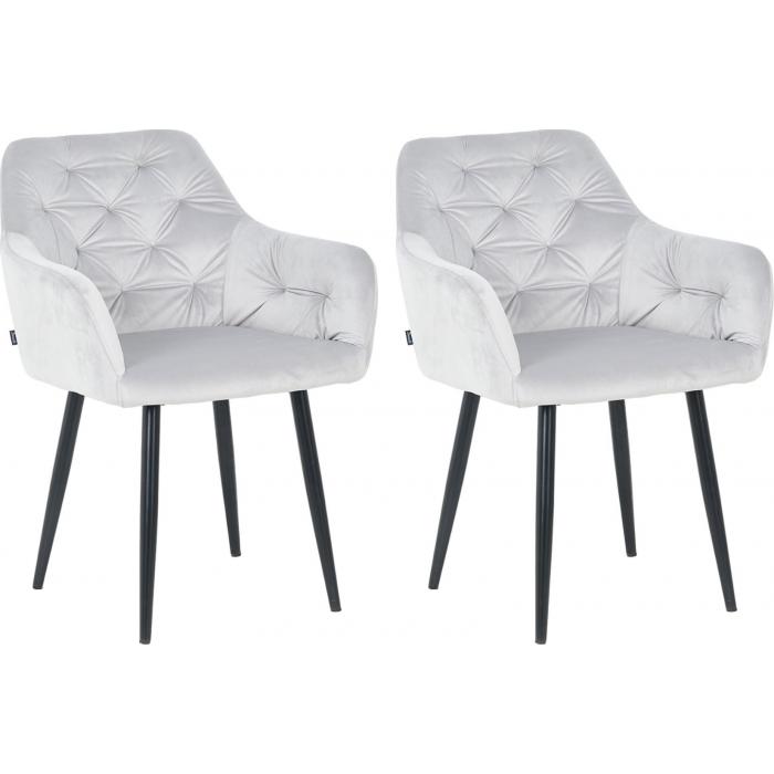 2er Set Esszimmerstühle HLO-CP18 Samt ~ grau