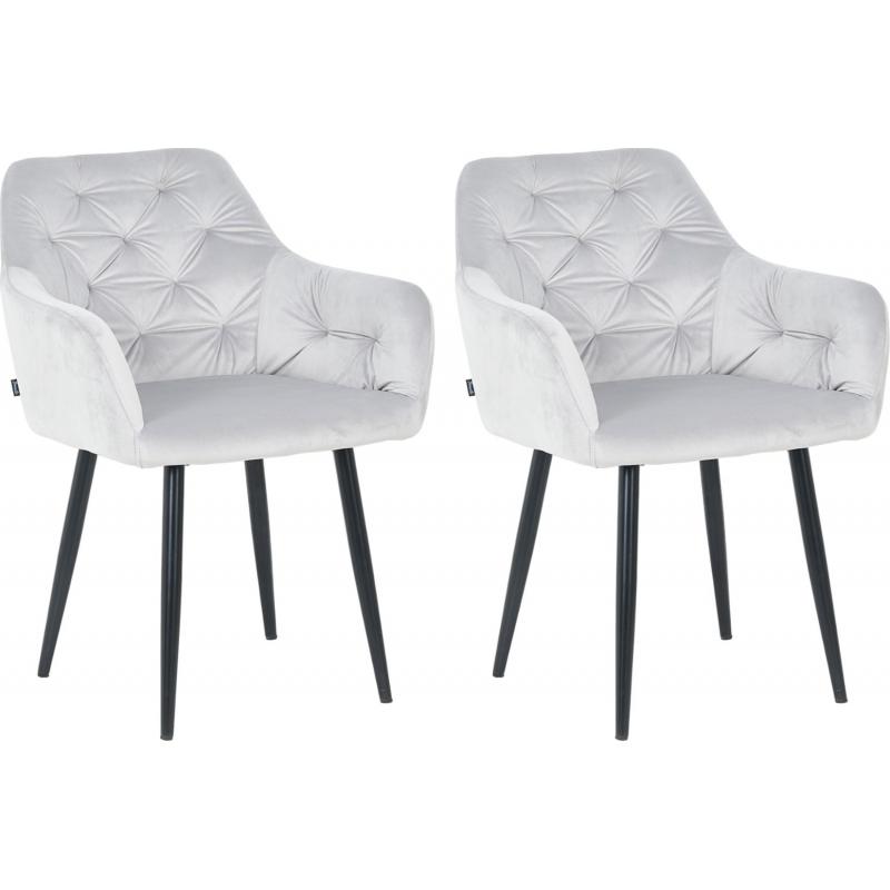 2er Set Esszimmerstühle HLO-CP18 Samt ~ grau