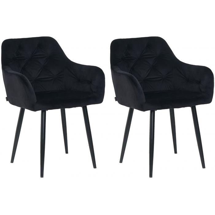 2er Set Esszimmersthle HLO-CP18 Samt ~ schwarz