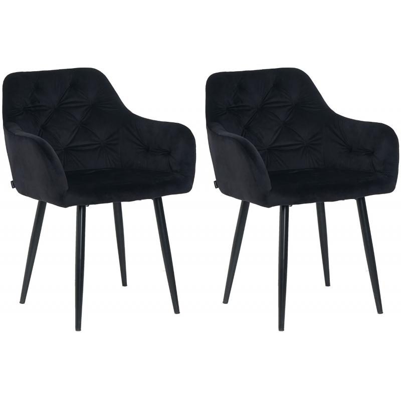 2er Set Esszimmersthle HLO-CP18 Samt ~ schwarz