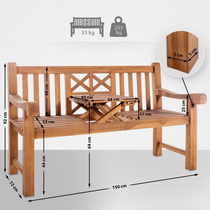 Teakbank HLO-CP23 150 cm ~ teak