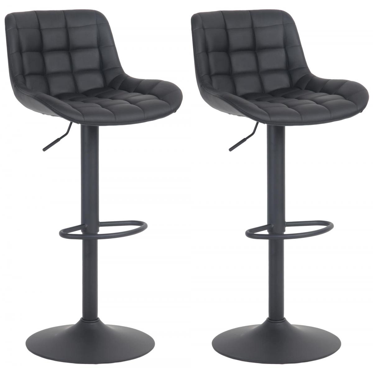 2er Set Barhocker HLO-CP297 Kunstleder ~ schwarz