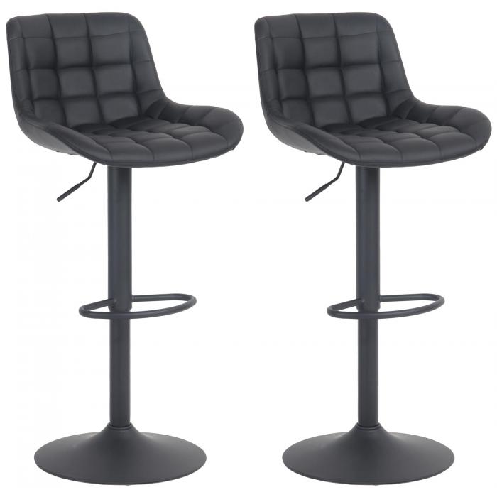 2er Set Barhocker HLO-CP297 Kunstleder ~ schwarz