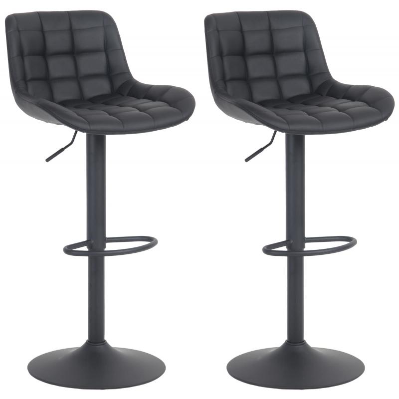 2er Set Barhocker HLO-CP297 Kunstleder ~ schwarz