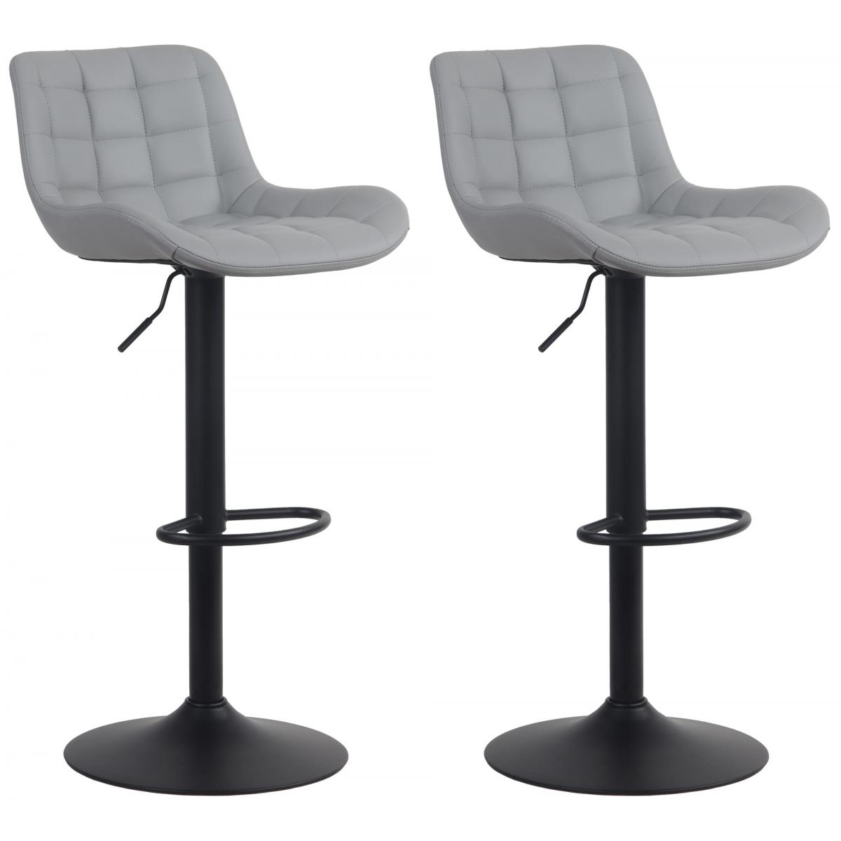 2er Set Barhocker HLO-CP297 Kunstleder ~ grau