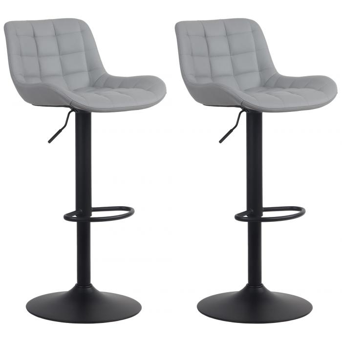 2er Set Barhocker HLO-CP297 Kunstleder ~ grau