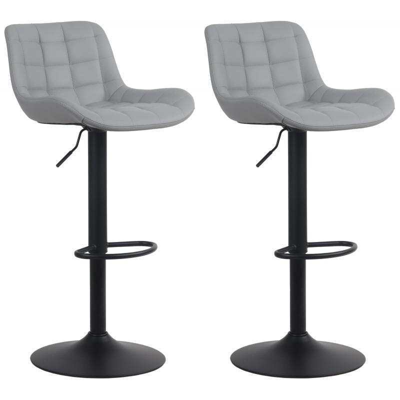 2er Set Barhocker HLO-CP297 Kunstleder ~ grau