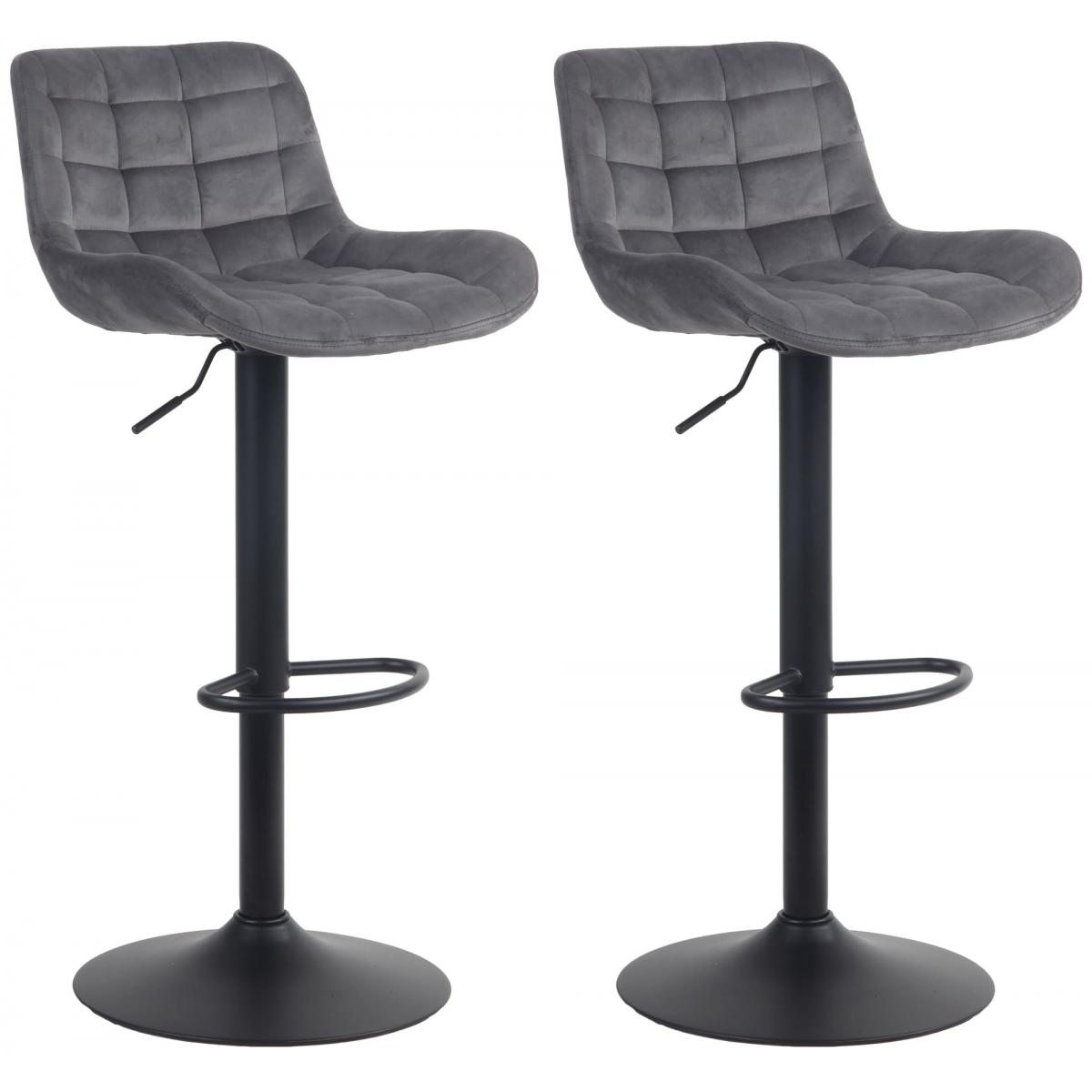 2er Set Barhocker HLO-CP298 Samt ~ dunkelgrau