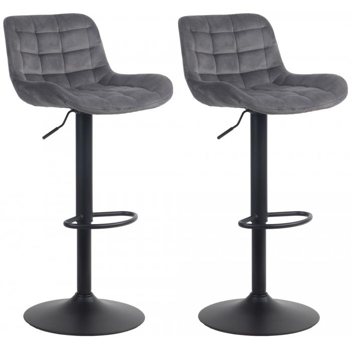 2er Set Barhocker HLO-CP298 Samt ~ dunkelgrau