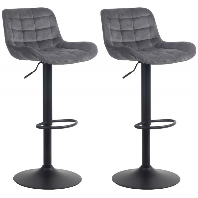 2er Set Barhocker HLO-CP298 Samt ~ dunkelgrau