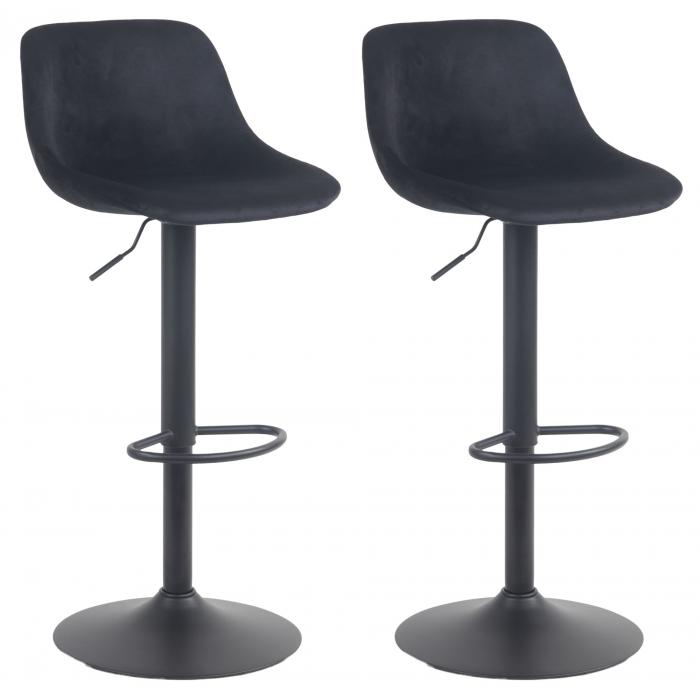2er Set Barhocker HLO-CP273 Samt ~ schwarz