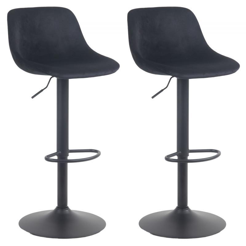 2er Set Barhocker HLO-CP273 Samt ~ schwarz