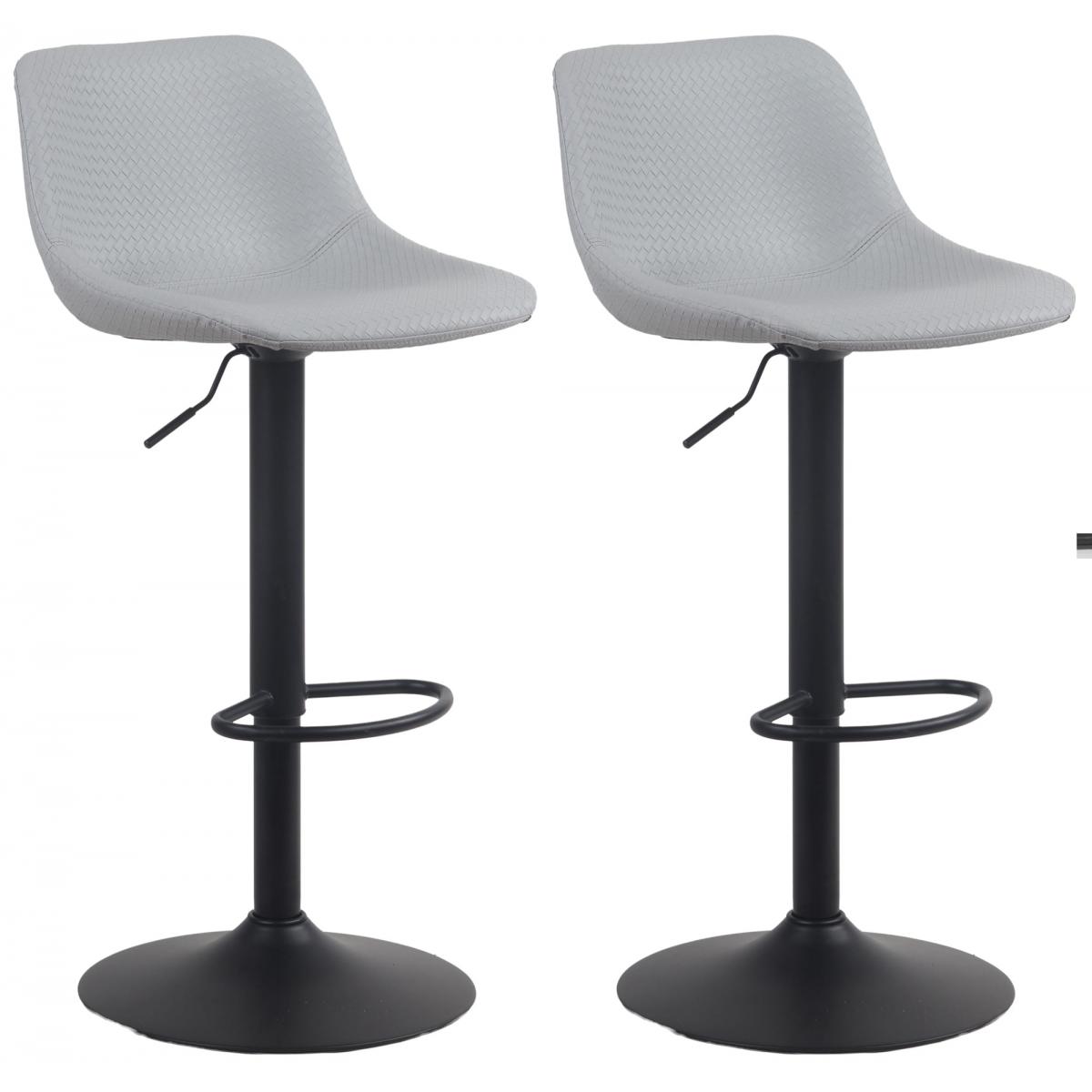 2er Set Barhocker HLO-CP272 Kunstleder ~ grau
