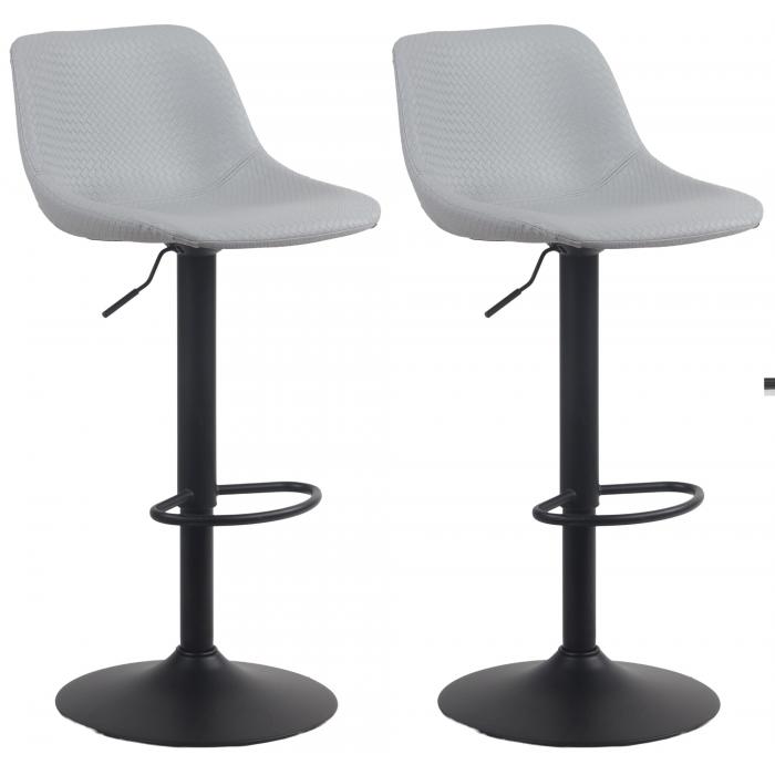 2er Set Barhocker HLO-CP272 Kunstleder ~ grau