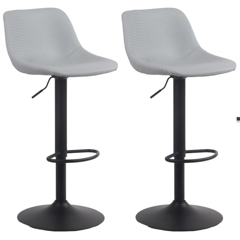 2er Set Barhocker HLO-CP272 Kunstleder ~ grau