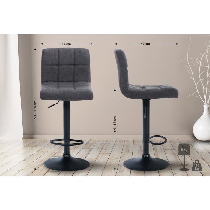 Barhocker HLO-CP242 Stoff schwarz ~ hellgrau