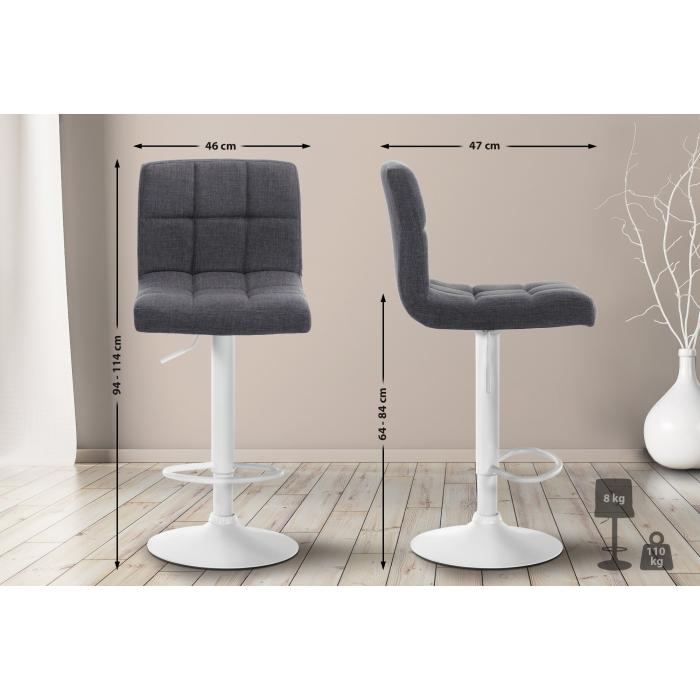 Barhocker HLO-CP242 Stoff wei ~ hellgrau