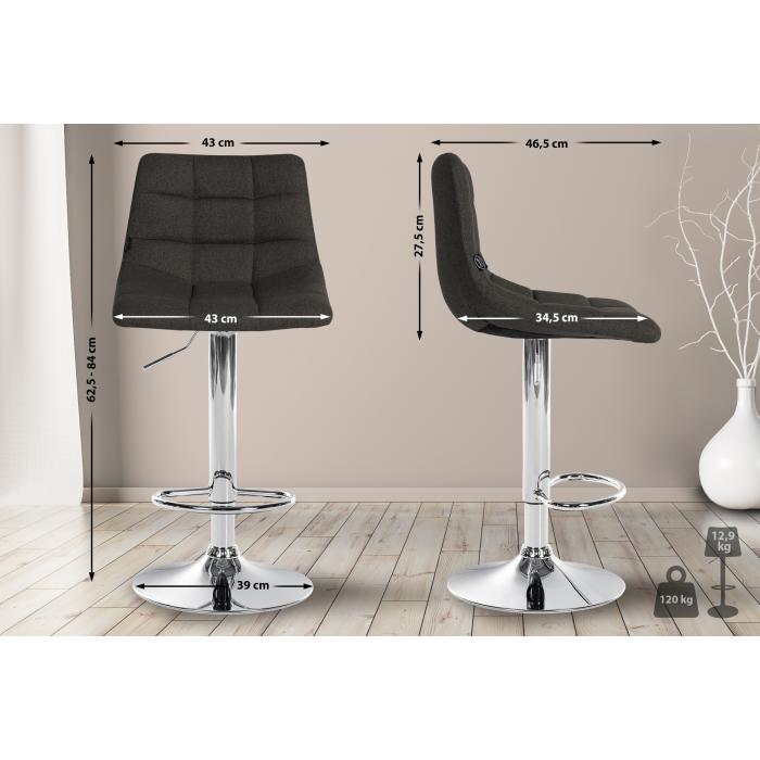Barhocker HLO-CP266 Stoff chrom ~ dunkelgrau