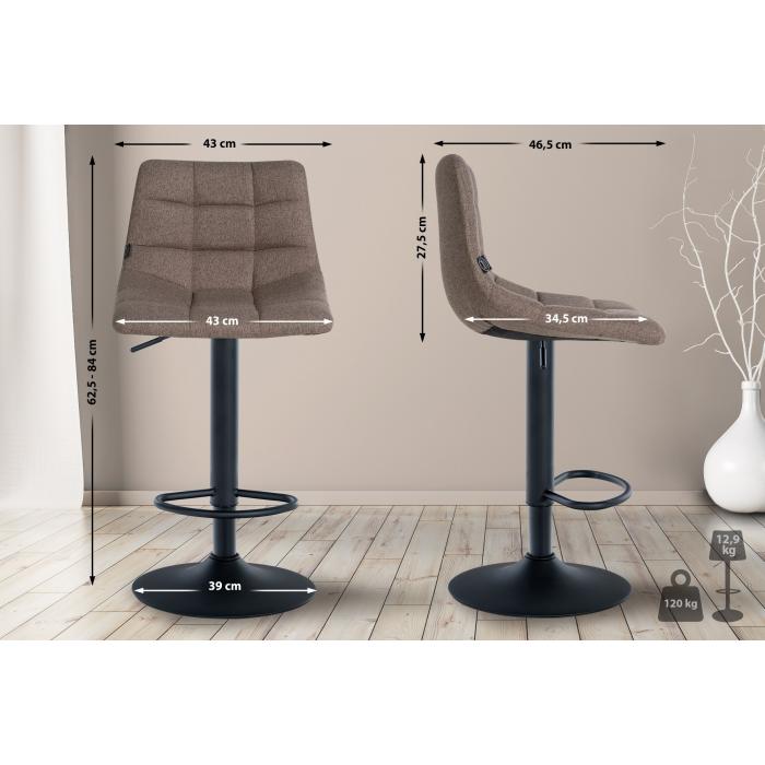 Barhocker HLO-CP266 Stoff schwarz ~ taupe