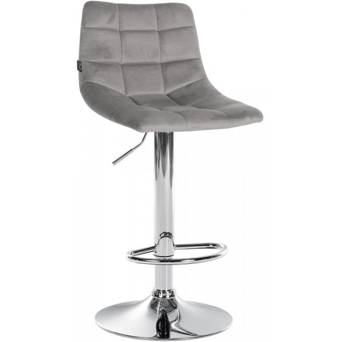 Barhocker HLO-CP265 Samt chrom ~ grau