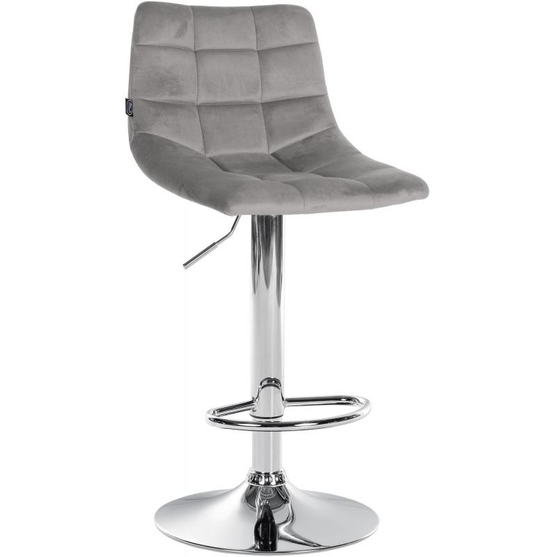 Barhocker HLO-CP265 Samt chrom ~ grau