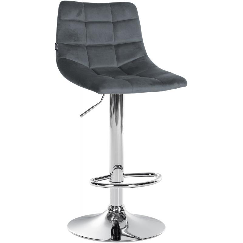 Barhocker HLO-CP265 Samt chrom ~ dunkelgrau