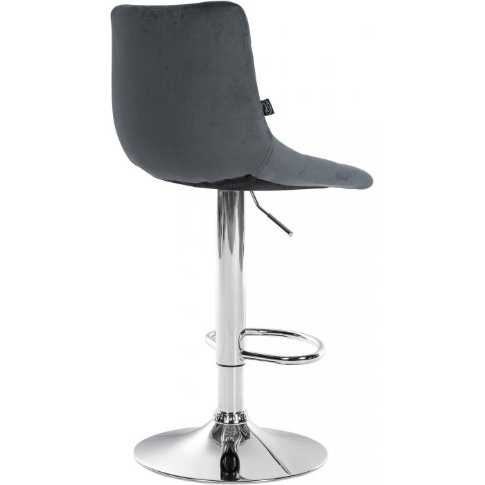 Barhocker HLO-CP265 Samt chrom ~ dunkelgrau