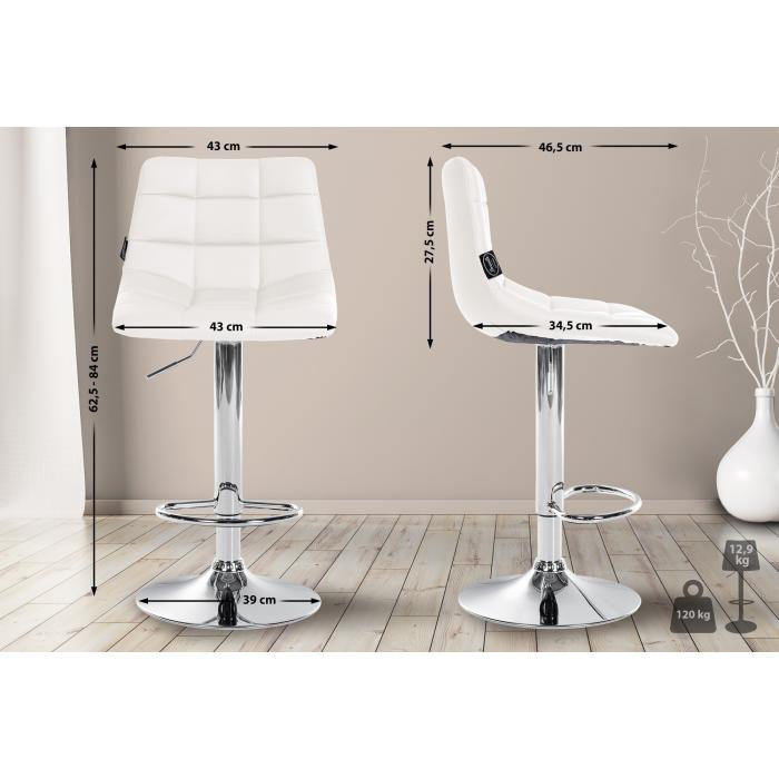 Barhocker HLO-CP264 Kunstleder chrom ~ wei