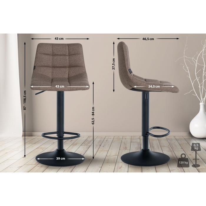 Barhocker HLO-CP266 Stoff schwarz ~ taupe