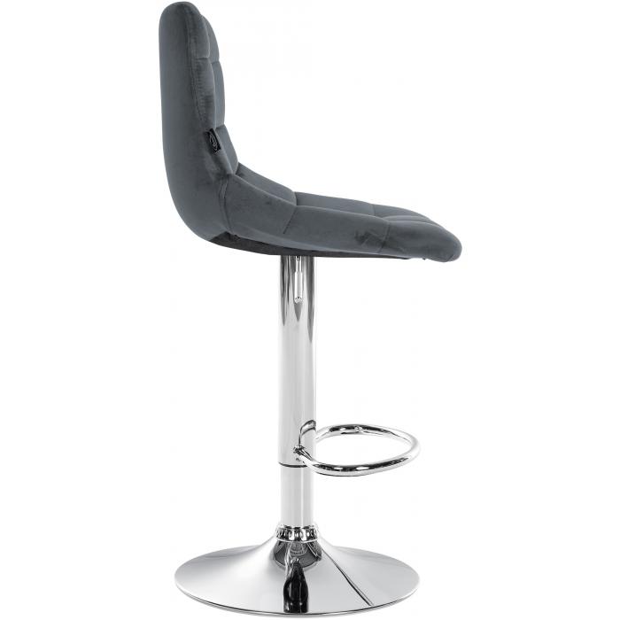 Barhocker HLO-CP265 Samt chrom ~ dunkelgrau
