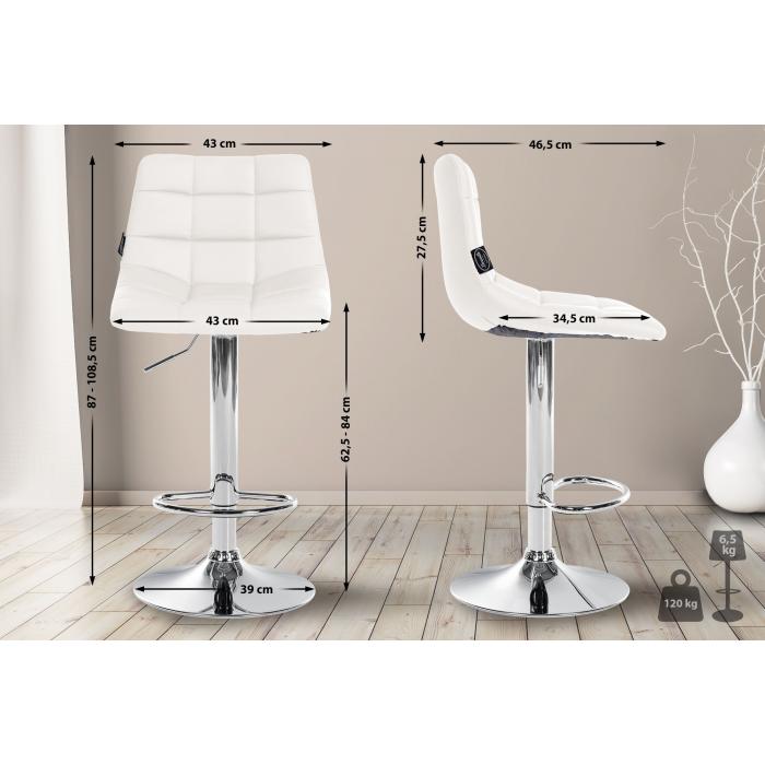 Barhocker HLO-CP264 Kunstleder chrom ~ wei