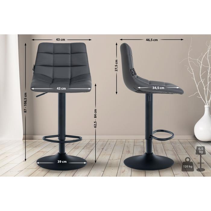 Barhocker HLO-CP264 Kunstleder schwarz ~ grau