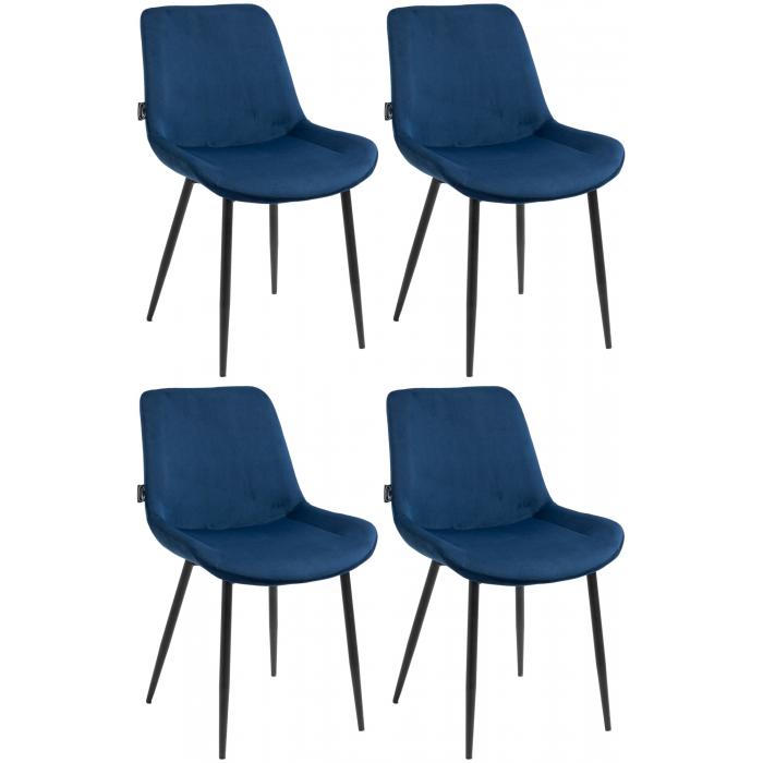4er Set Esszimmersthle HLO-CP19 Samt ~ blau