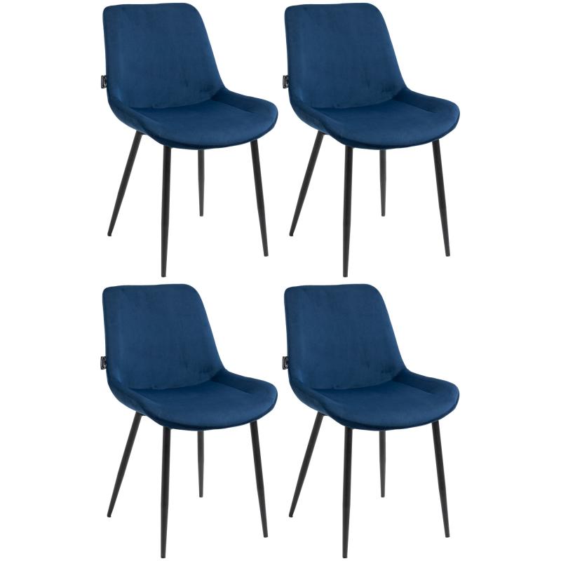 4er Set Esszimmersthle HLO-CP19 Samt ~ blau