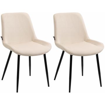 2er Set Esszimmersthle HLO-CP19 Samt ~ creme
