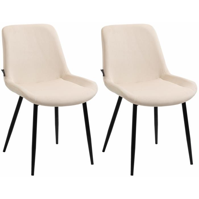 2er Set Esszimmersthle HLO-CP19 Samt ~ creme
