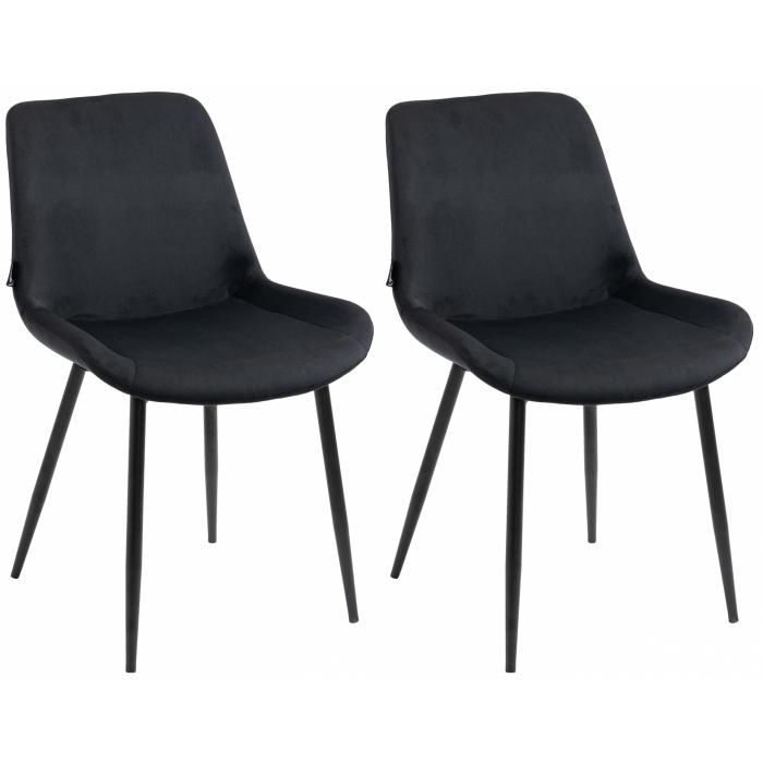 2er Set Esszimmersthle HLO-CP19 Samt ~ schwarz