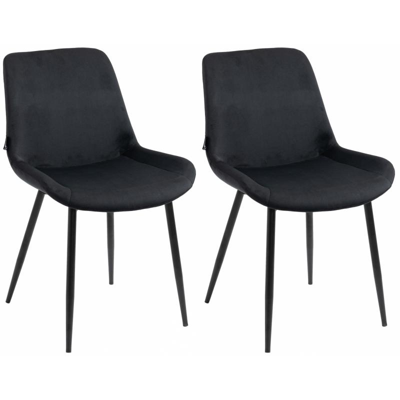 2er Set Esszimmersthle HLO-CP19 Samt ~ schwarz