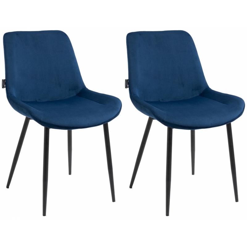 2er Set Esszimmersthle HLO-CP19 Samt ~ blau